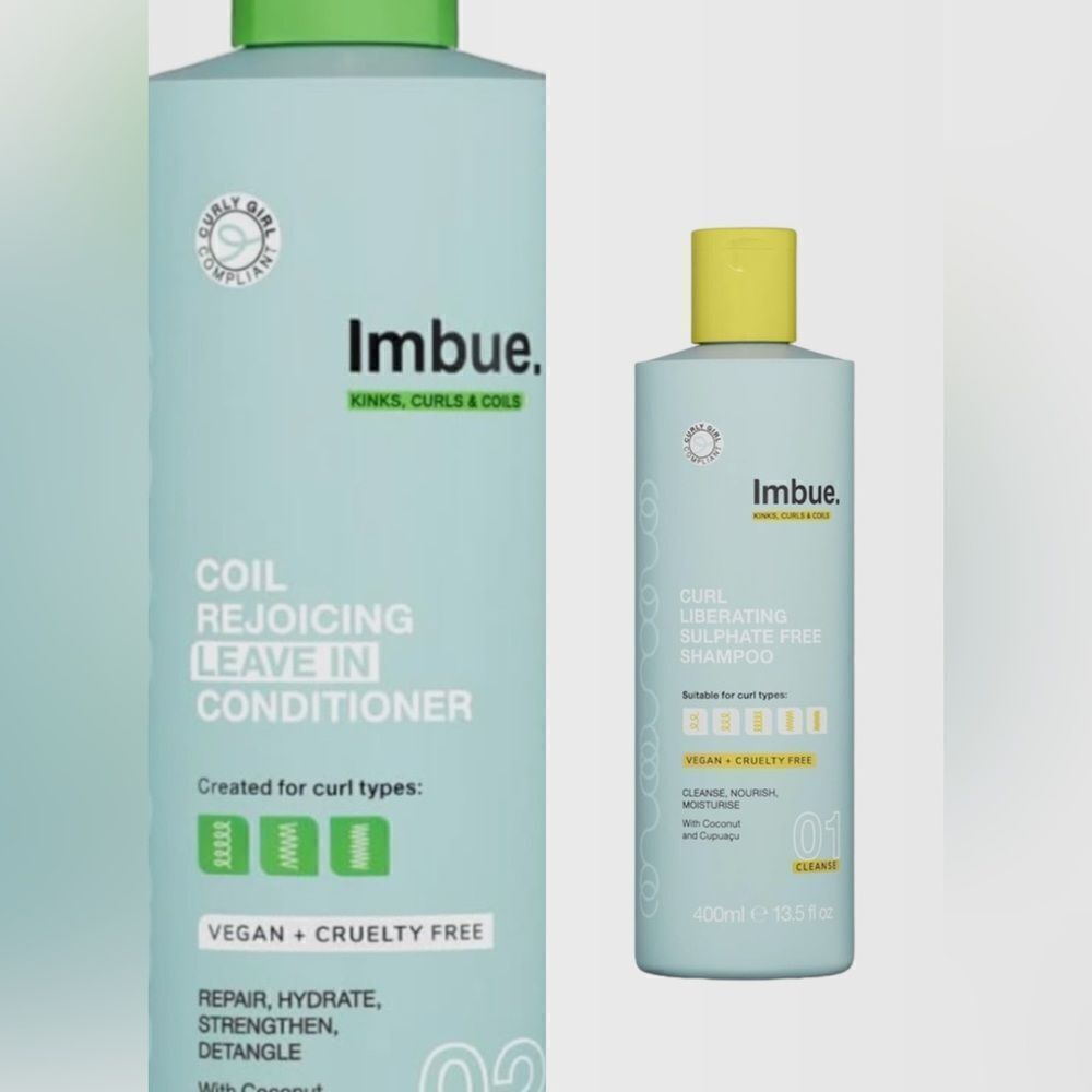 Imbue Coil Awakening Sulfate Free‎ Cleanser and Conditioner 13.5oz each D2
